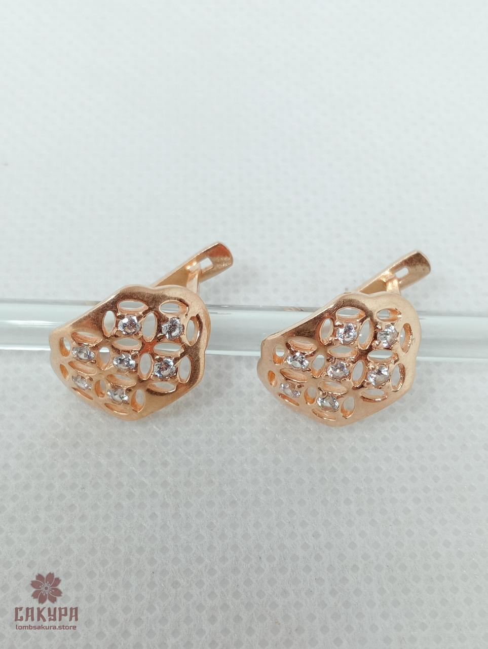 Золоті Сережки зі вставкою цирконій, фото 1