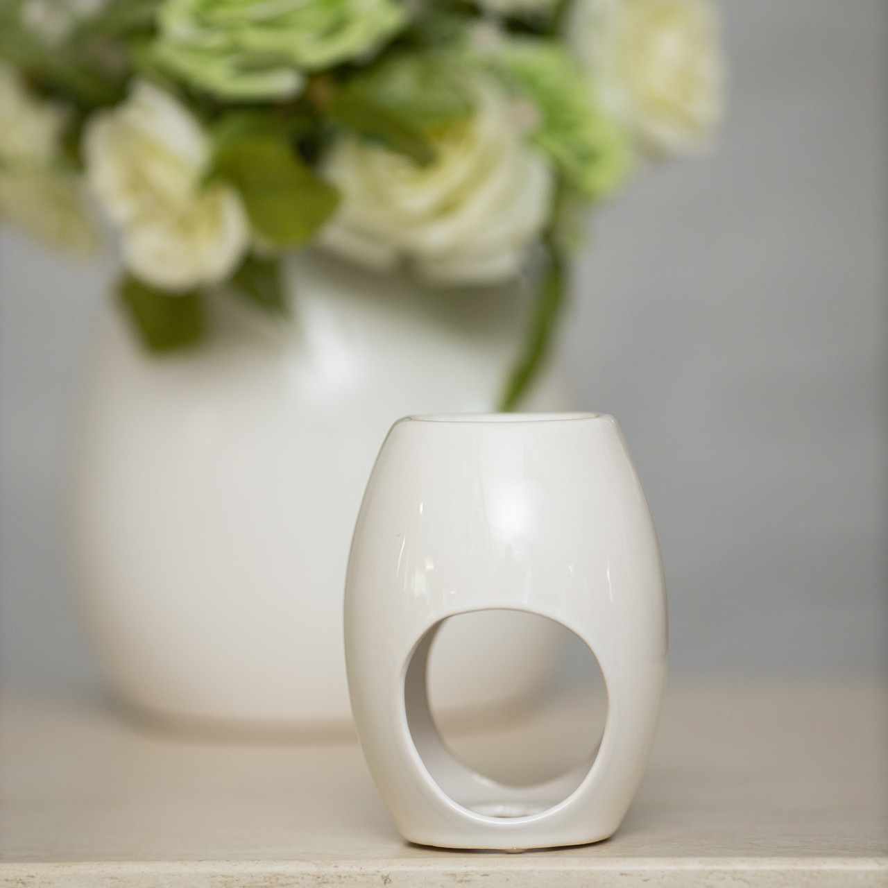 Свічник Аромалампа біла кераміка 12*9*9 см Гранд Презент 2302-12 білий