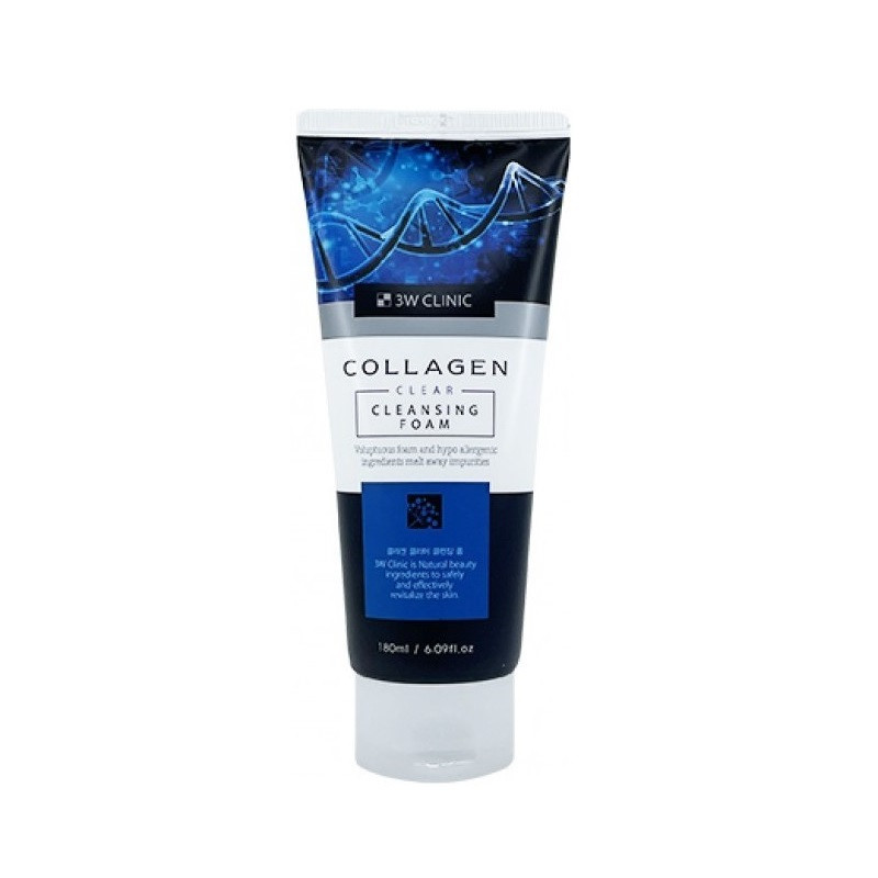 ПІНКА ДЛЯ ВМИВАННЯ 3w clinic  COLLAGEN CLEAR CLEANSING FOAM  180 мл, фото 1