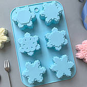 Силіконова форма Сніжинки великі 6 шт