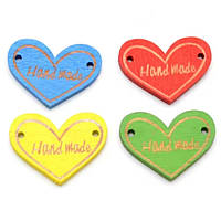 Дерев'яний декор Серце з написом колір МІКС 1 шт.
