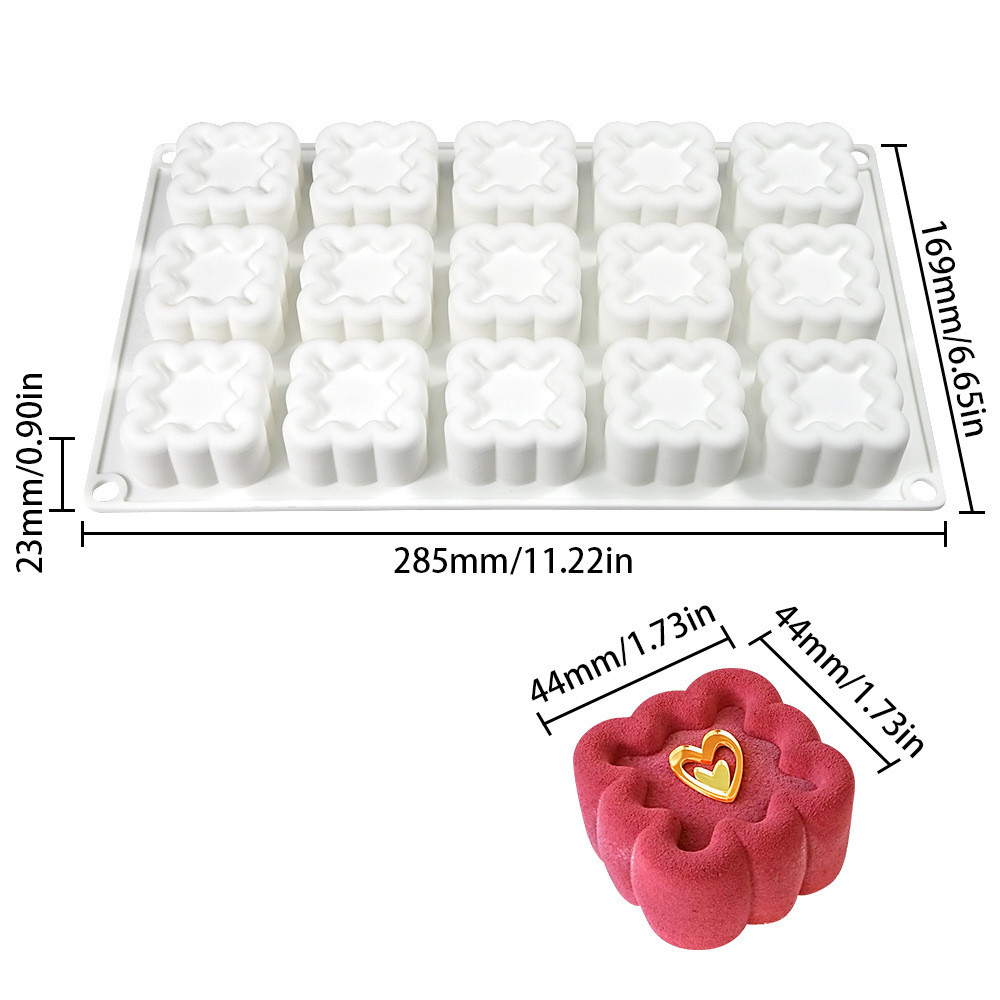 Силіконова форма для євродесертів Квадрат із 15 шт.