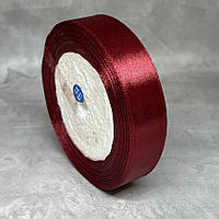 Атласна стрічка 2 см, колір-бордовий, арт 019130, Бобіна 25 ярдів (≈22,5 м), Бордовий