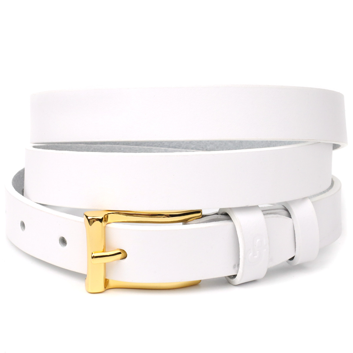 Стильний тонкий шкіряний ремінь для жінок GRANDE PELLE 22948 Білий, фото 1