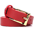 Яскравий тонкий шкіряний ремінь для жінок GRANDE PELLE 22951 Червоний, фото 2