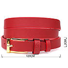 Яскравий тонкий шкіряний ремінь для жінок GRANDE PELLE 22951 Червоний, фото 3