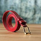 Яскравий тонкий шкіряний ремінь для жінок GRANDE PELLE 22951 Червоний, фото 8