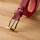 Яскравий тонкий шкіряний ремінь для жінок GRANDE PELLE 22951 Червоний, фото 9