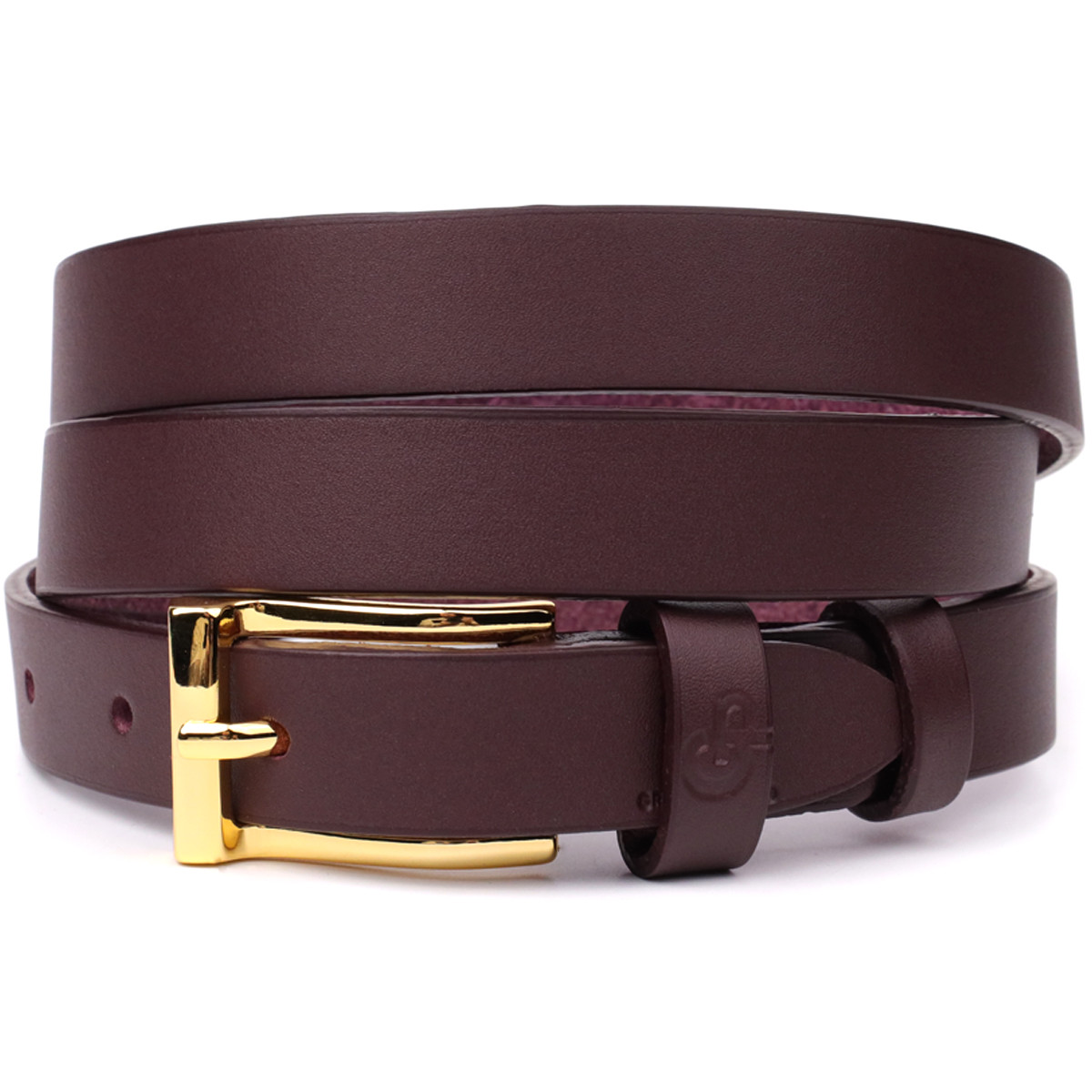 Модний вузький шкіряний ремінь для жінок GRANDE PELLE 22953 Бордовий, фото 1