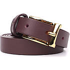 Модний вузький шкіряний ремінь для жінок GRANDE PELLE 22953 Бордовий, фото 2