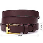 Модний вузький шкіряний ремінь для жінок GRANDE PELLE 22953 Бордовий, фото 3