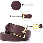 Модний вузький шкіряний ремінь для жінок GRANDE PELLE 22953 Бордовий, фото 4