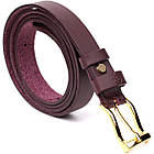 Модний вузький шкіряний ремінь для жінок GRANDE PELLE 22953 Бордовий, фото 5