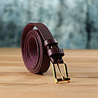 Модний вузький шкіряний ремінь для жінок GRANDE PELLE 22953 Бордовий, фото 8