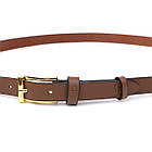 Модний вузький шкіряний ремінь для жінок GRANDE PELLE 22954 Світло-коричневий, фото 6