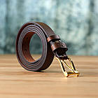 Модний вузький шкіряний ремінь для жінок GRANDE PELLE 22954 Світло-коричневий, фото 9