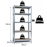 Стелаж LEOBRO 180 х 90 х 40 см, 175кг/полиця, 5 полиць (LB-R175-GAL), фото 7