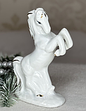 🤍Декоративна статуетка порцеляновий Кінь на дибах 11х8х4 см Білий, фото 2
