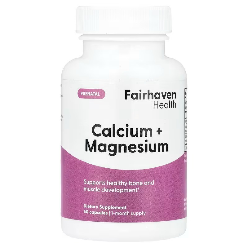 Кальцій та магній, Prenatal Calcium + Magnesium, Fairhaven Health, пренатальний, 60 капсул, фото 1