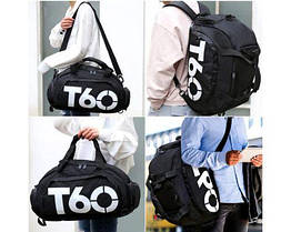 Спортивна сумка рюкзак трансформер Т60 чорний водовідштовхувальний нейлон 5 кишень
