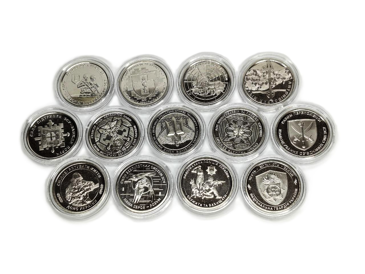 Набір монет НБУ ЗСУ Сили безпілотних систем ЗСУ, ДСНС, Національна поліція України, Національна гвардія, ППО, фото 1