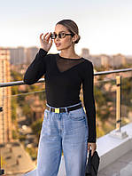 Жіноча кофтинка з декольте сітка "Annabel" | Норма і батал