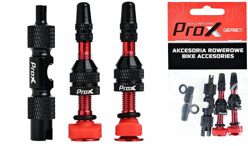 Ніпелі ProX Presta 2шт 40мм з ключем, для безкамерки, червоний (C-PZ-0428)
