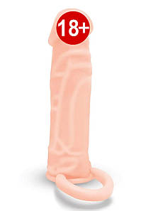 Насадка на пеніс Size-Up з 3 ерекційними кільцями, бежева, 15.2 см