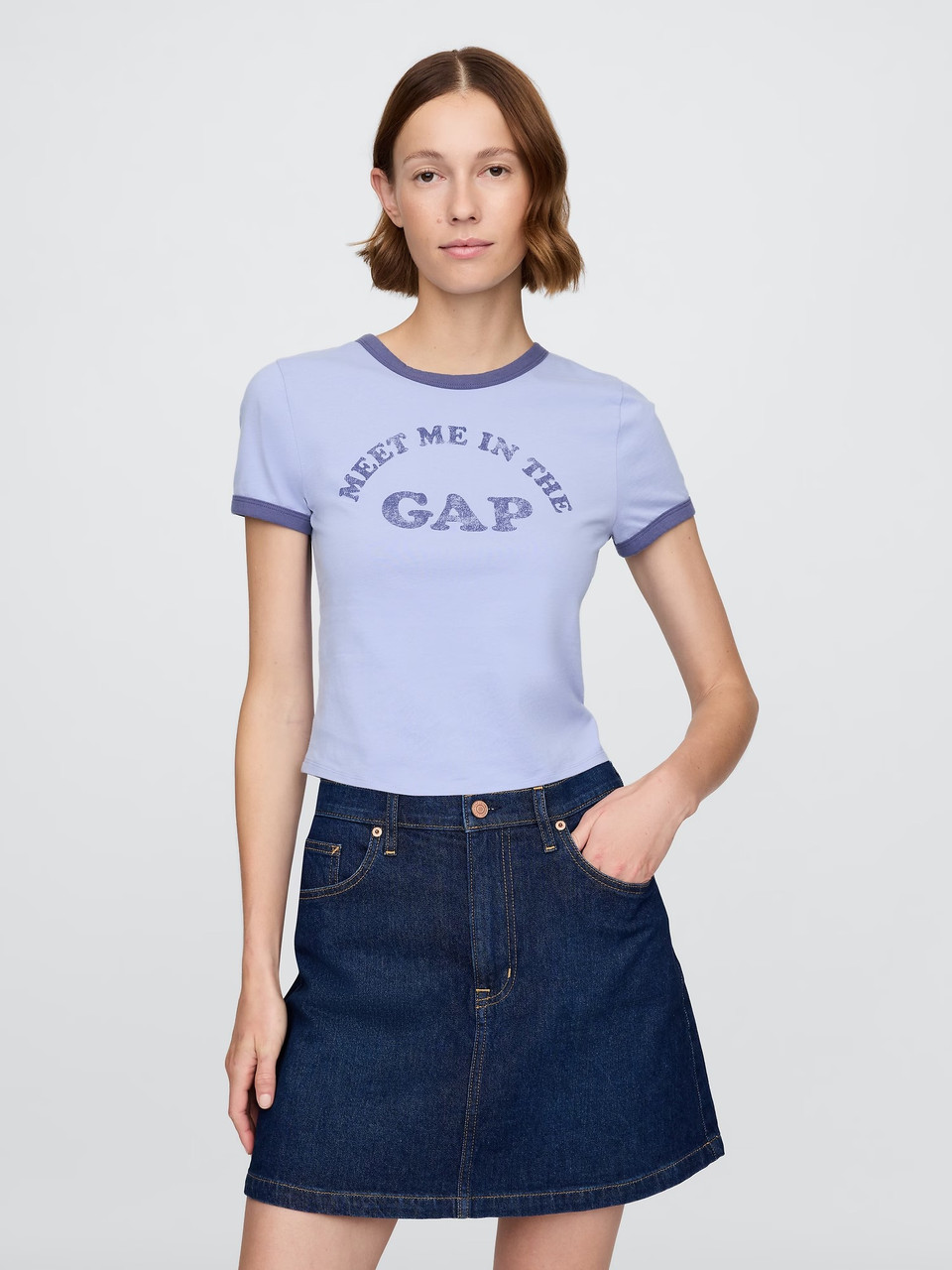 Жіноча укорочена футболка GAP з логотипом 1159844704 (Синій M), фото 1