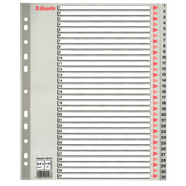 Роздільники Esselte А4 пластикові з ПП цифрові 1-31 maxi 100127