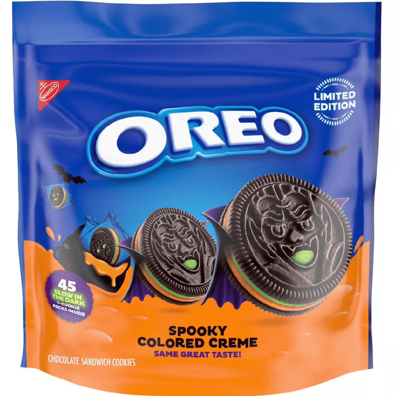 Печиво Oreo Halloween Green and Orange Creme Chocolate Sandwich Cookies 650г, фото 1
