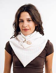 Жіночий 2-сторонній трикотажний шарф, молочний і  білий  "Единбург", на ґудзику, від My scarf снуд, бактус