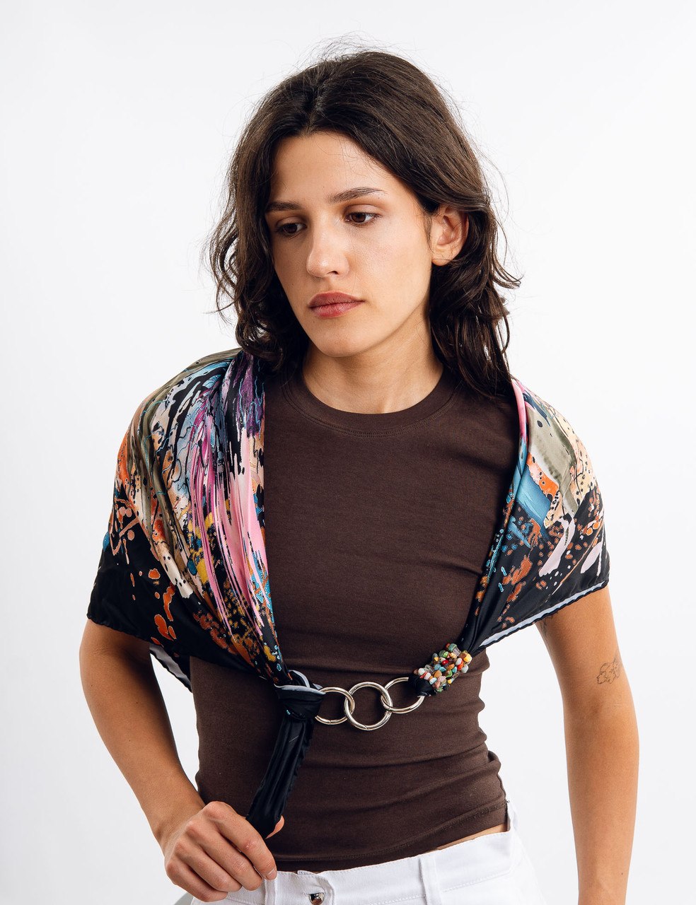 Дизайнерська хустка  шовкова My Scarf "Різнобарвна галактика", 90 на 90 см, фото 1