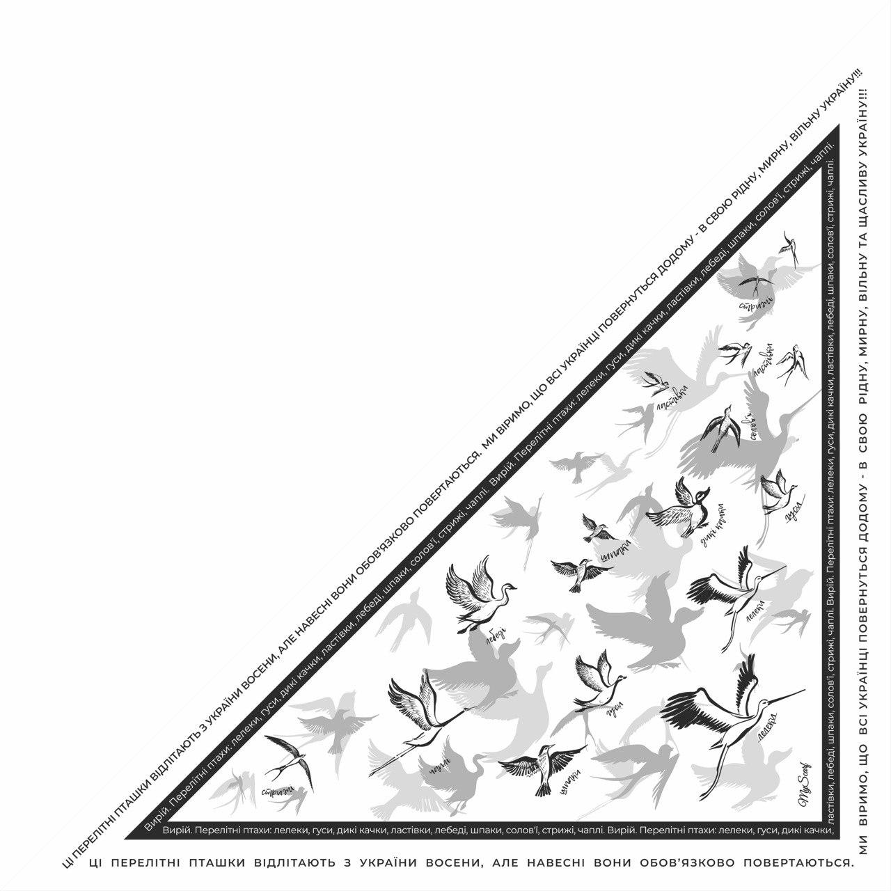 Косинка "Перлетні птахи" My Scarf, 70х70х100 см, фото 1