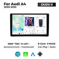 Штатна магнітола Audi A4 (B6, B7) (2000-2008) 2K (2000x1200) QLED, GPS + 4G + CarPlay
