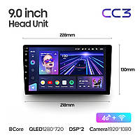 Універсальна 2-DIN магнітола Teyes CC3 9" 4/32 Гб, 1280x720 QLED, GPS + 4G + CarPlay