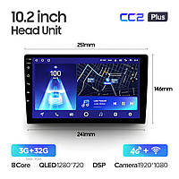 Універсальна 2-DIN магнітолу Teyes СС2 Plus 10" 3/32 Гб, 1280x720 QLED, GPS + 4G + CarPlay 10", 3/32