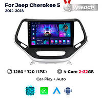 Штатна магнітола Jeep Cherokee (2014-2018) M160 (2/32 Гб), HD (1024x600) GPS CarPlay
