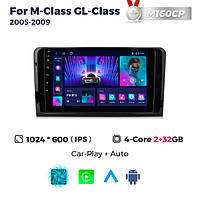 Штатна магнітола Mercedes-Benz ML-Class (2005-2011), GL-Class (2006-2012) M160 (2/32 Гб), HD (1024x600) GPS CarPlay