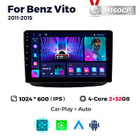 Штатна магнітола Mercedes-Benz Vito (W639) (2011-2015) M160 (2/32 Гб), HD (1024x600) GPS CarPlay