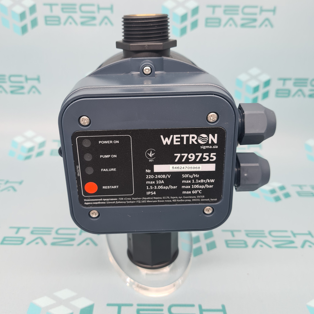 Контролер тиску електронний 1.1кВт Ø1 "+ рег тиску вкл 1.5-3.0 bar WETRON DSK-8.1 (779755)