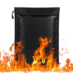 Вогнестійка папка 38*28 см для зберігання документів Чорна. Вогнетривка сумка для грошей, документів