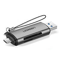 Кардридер Ugreen CM185 USB3.0/Type-C SD/TF Card Reader (5Gbps, 2TB) Gray