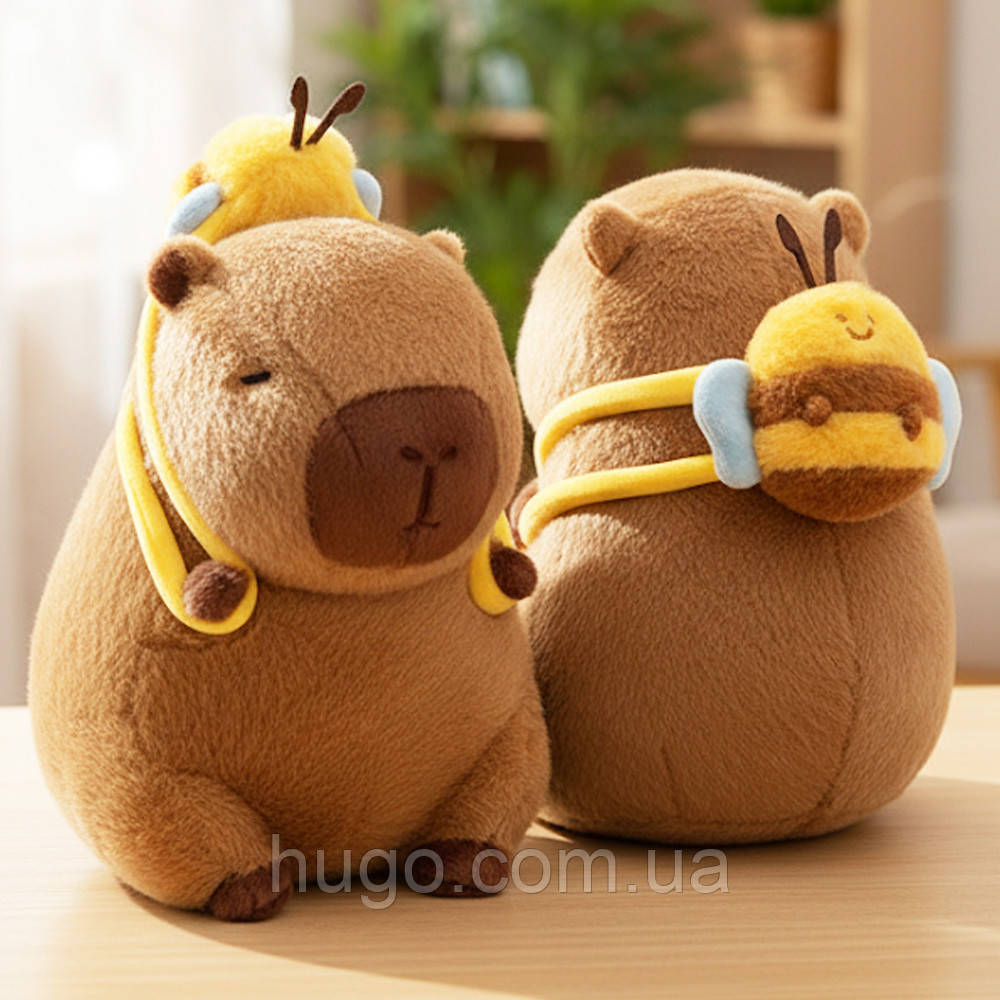М'яка іграшка капібара з бджілкою, 30 см / Плюшева капібара / Іграшка для дітей / Дитяча іграшка, фото 1