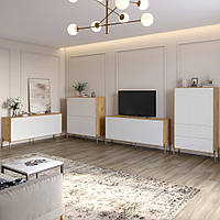 Комплект меблів для вітальні Lion Амарант 4 елементи Дуб Артізан/Білий (LION-042344), 8929737 - 964