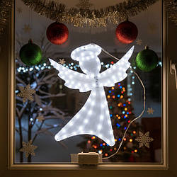 Музична світлодіодна фігурка на вікно "Ангел" / Іграшка на ялинку / Прикраса іграшка на вікно