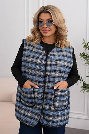 Жіноча жилетка з фланелі на синтепоні великого розміру батал Розміри: 48-50, 52-54, 56-58, 60-62, фото 1