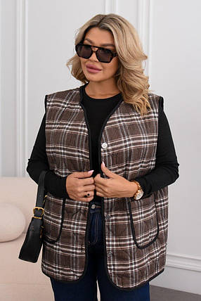 Жіноча жилетка з фланелі на синтепоні великого розміру батал Розміри: 48-50, 52-54, 56-58, 60-62, фото 1