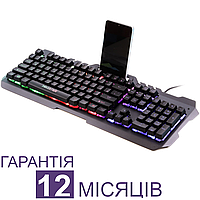 Ігрова клавіатура з підсвіткою Maxxter, чорна, провідна USB, мембранна, повнорозмірна геймерська для комп'ютера ПК та ноутбука