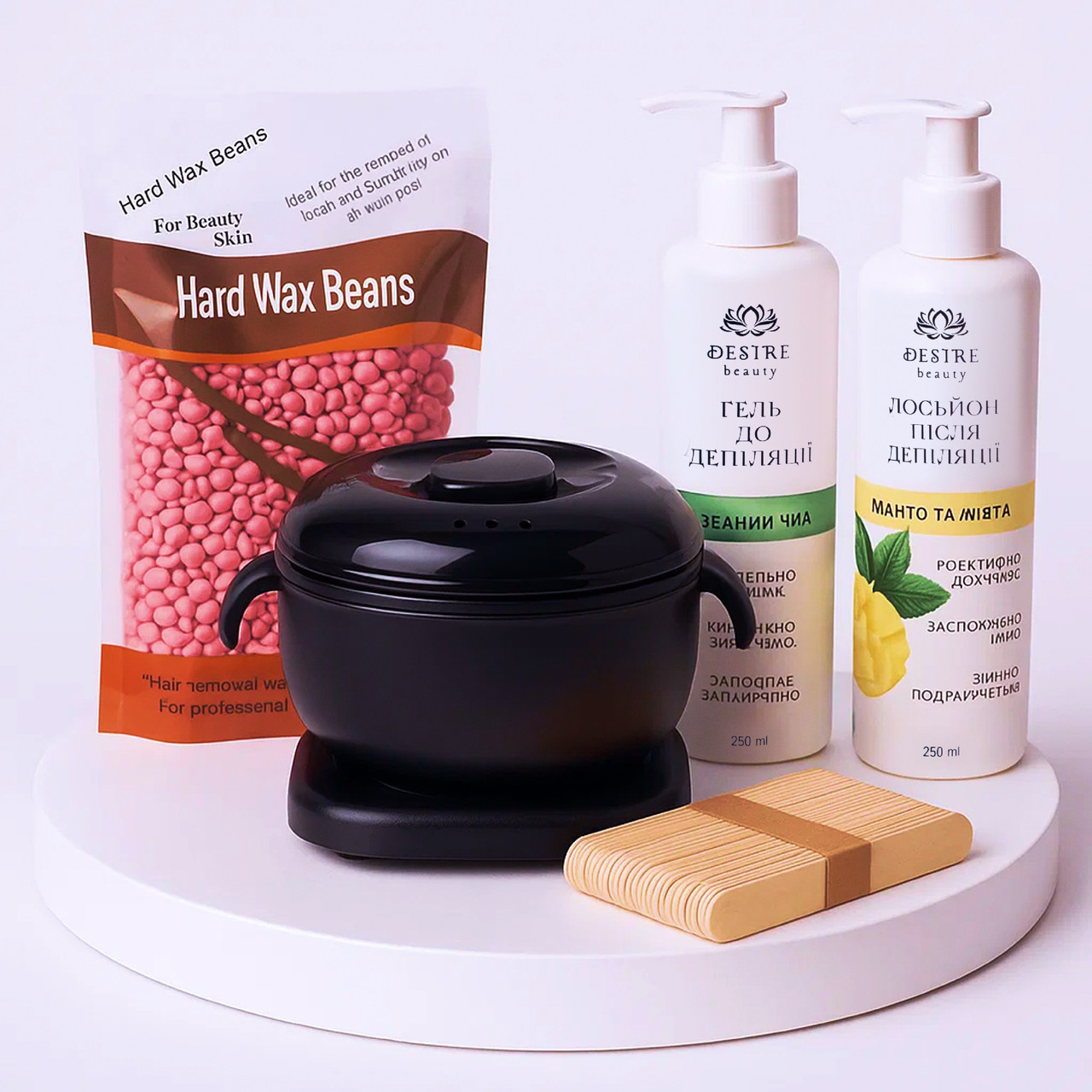 Набір для депіляції з силіконовим воскоплавом, 5 предметів, Чорний, фото 1